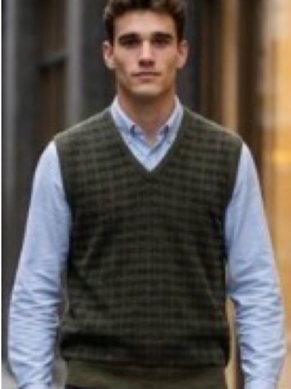 Alfani Men's Striped Sweater Vest Made Italy Wool Blend XL Blue Brown preppy